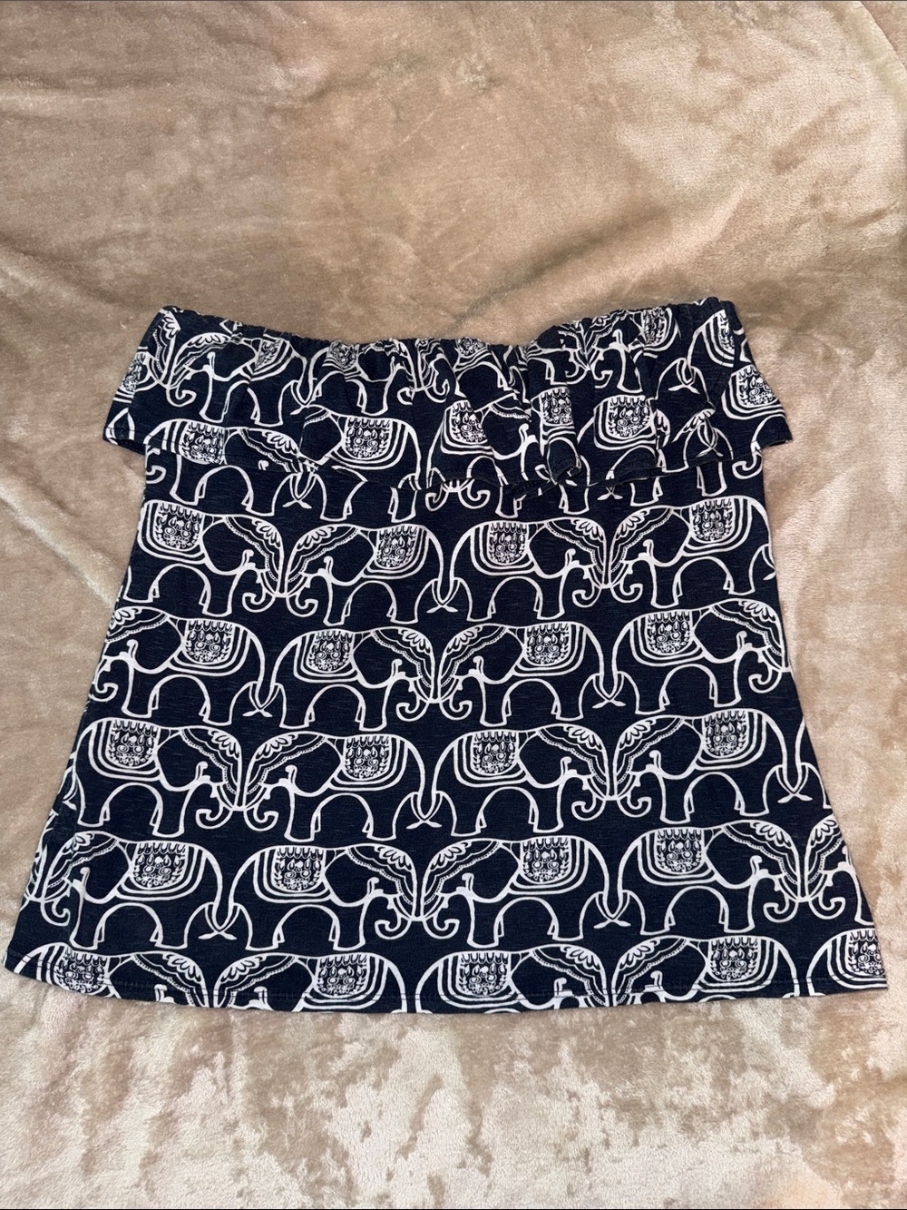 crown & ivy Navy and White Elephant Print Mini Skirt